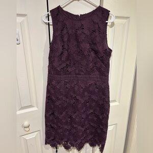LOFT Purple Sheath Midi Dress Sleeveless Crew Neck
